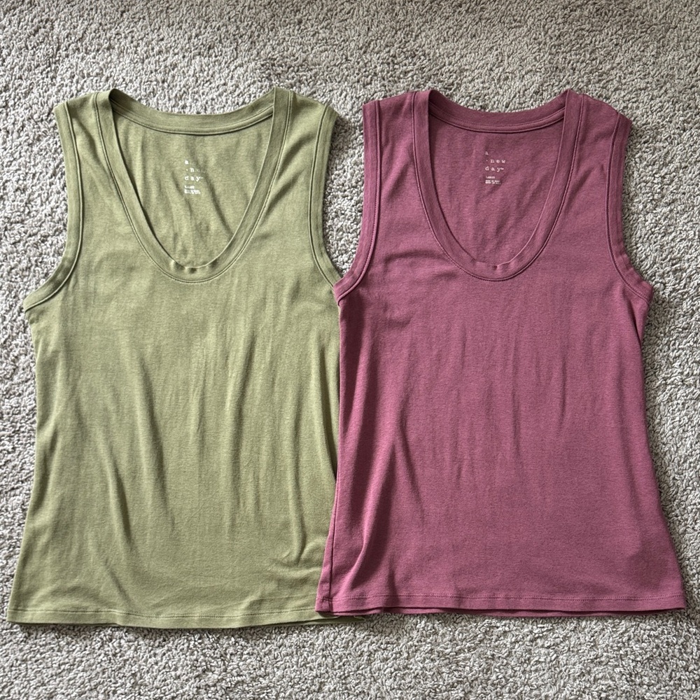 a new day Olive & Mauve Scoop Neck Tank Tops - 2 Pack
